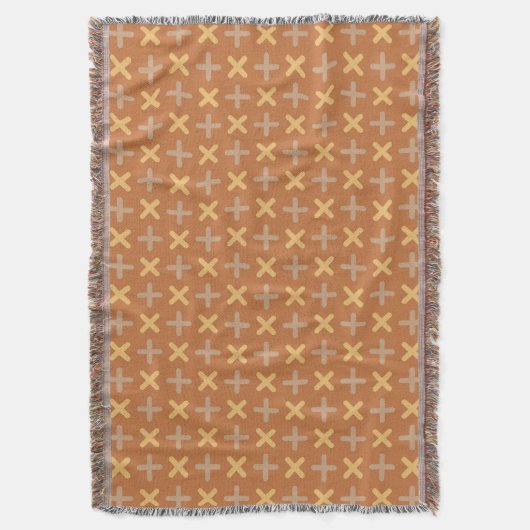 Brown Plus Pattern Throw Blanket Deken (Voorkant Verticaal)