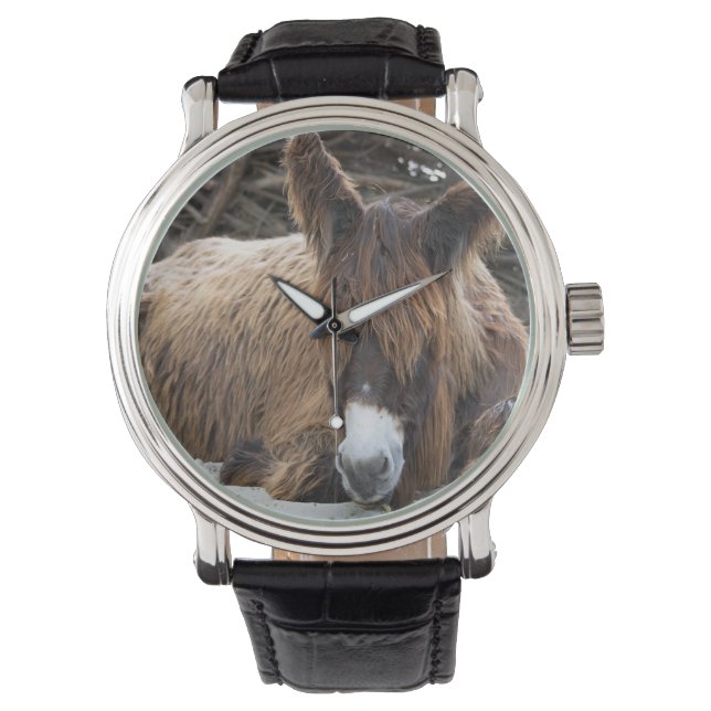 Brown Poitou Donkey Horloge (Voorkant)
