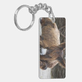 Brown Poitou Donkey Sleutelhanger (Voorkant Links)