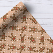 Brown Polka Dot Gingerbrood Man Kerstmis Cadeaupapier