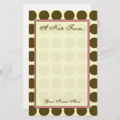 Brown Polka Dot Mode briefpapier (Voorkant / Achterkant)