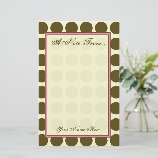 Brown Polka Dot Mode briefpapier (Staand voorkant)