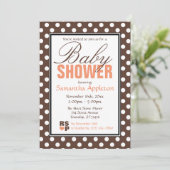 Brown Polka Dot Oranje Chevron Baby shower Kaart (Staand voorkant)
