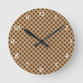 Brown Polka Dot Ronde Klok (Voorkant)