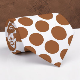 Brown Polka Dots on White Custom Necktie Stropdas