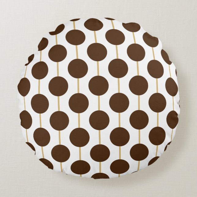 Brown Polka Dots Rond Kussen (Voorkant)