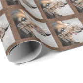 Brown PolkaDots Aangepast Single Photo Template Cadeaupapier (Rol Hoek)