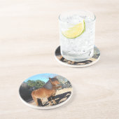 Brown pony turquoise Sky Zandsteen Onderzetter (Zijkant)