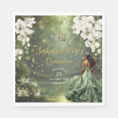 Brown Princess and Frog Sage Green Quinceanera 16 Servet (Voorkant)