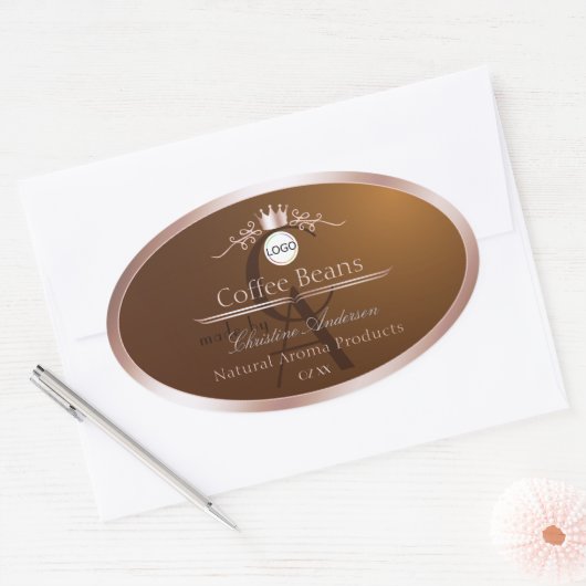 Brown Product Label Rosegold Frame Logo Monogram (Envelop)