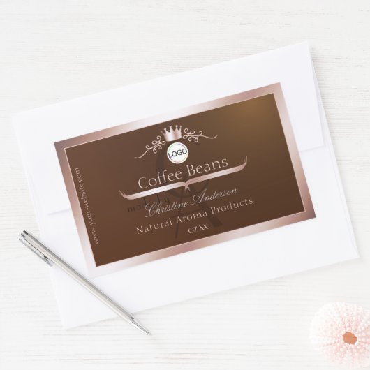 Brown Product Label Rosegold Frame Logo Monogram (Envelop)