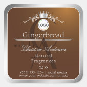 Brown Product Label Silver Frame Logo and Monogram (Voorkant)