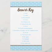 Brown Puppy Dog Boy Baby shower Nursery Rhyme Quiz (Achterkant)