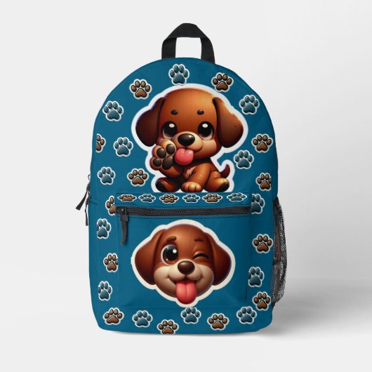 Brown Puppy Sticker Backpack Bedrukte Rugzak (Voorkant)