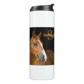 Brown Quarter Horse Photo Monogram Name Initiaal Thermosbeker (Gedraaid links)