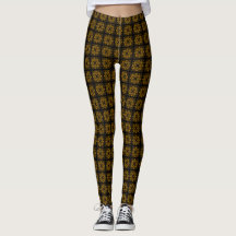 Brown Quilted Spandex-Leggings