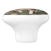 Brown Rabbit Red Tulips William Morris Inspired Keramische Knop (Zijkant)