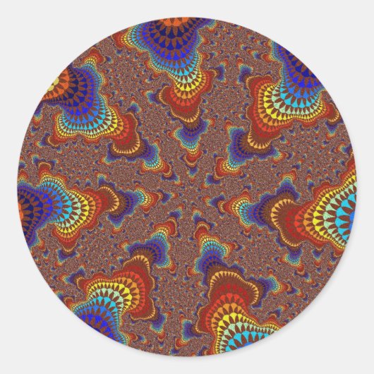 Brown Rainbow Starburst Ronde Sticker (Voorkant)