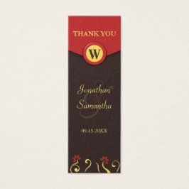 Brown Red Swirls Small Wedding Favour Favor Tags Mini Visitekaartjes