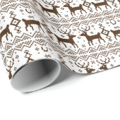 Brown Reindeer Holiday Fun Sweater Kerstmis Cadeaupapier (Rol Hoek)