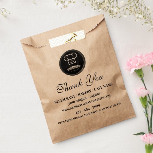 Brown Restaurant Bakery Food Custom Logo Bedankzakje (Gezegeld)