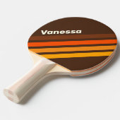 Brown Retro Angled Striping with Name Tafeltennisbatje (Voorkant Gekanteld)