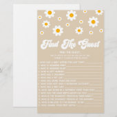 Brown Retro Daisy Vind het Gast Baby shower spel Briefpapier (Voorkant / Achterkant)