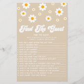 Brown Retro Daisy Vind het Gast Baby shower spel Briefpapier (Voorkant)