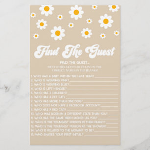 Brown Retro Daisy Vind het Gast Baby shower spel Briefpapier