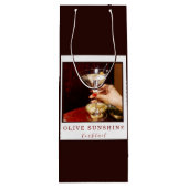 Brown Retro Olive Sunshine Cocktail Gift Bag Wijn Cadeautas (Achterkant)