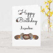 Brown Rock Slice Shell Fossil White Birthday Kaart (Gele Bloem)