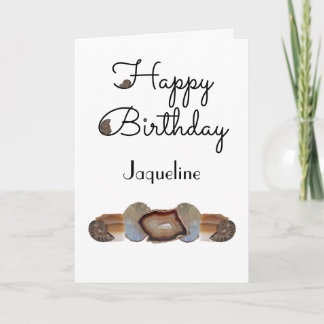 Brown Rock Slice Shell Fossil White Birthday Kaart