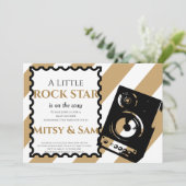 Brown Rock Star Rock 's Dag Baby shower Uitnodigin Kaart (Staand voorkant)