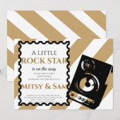 Brown Rock Star Rock 's Dag Baby shower Uitnodigin Kaart (Voorkant / Achterkant)