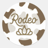 Brown Rodeo Queen Country Western Tiara Crown Ronde Sticker (Voorkant)