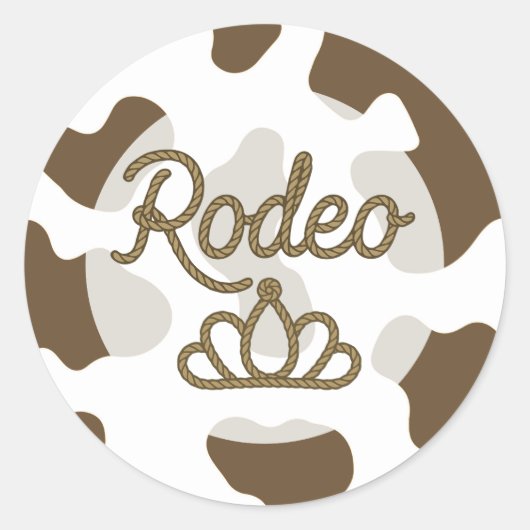 Brown Rodeo Queen Country Western Tiara Crown Ronde Sticker (Voorkant)