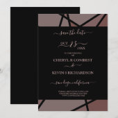 Brown Romantic Glas in lood Effect-fotokaart Save The Date (Voorkant / Achterkant)