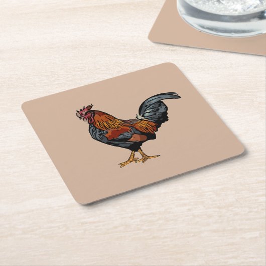 Brown Rooster Onderzetter (Schuin)