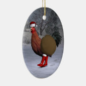 Brown Rooster Santa Claus Keramisch Ornament (Rechts)