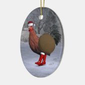 Brown Rooster Santa Claus Keramisch Ornament (Links)