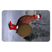 Brown Rooster Santa Claus Magneet (Horizontaal)
