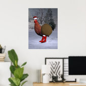 Brown Rooster Santa Claus Poster (Thuiskantoor)