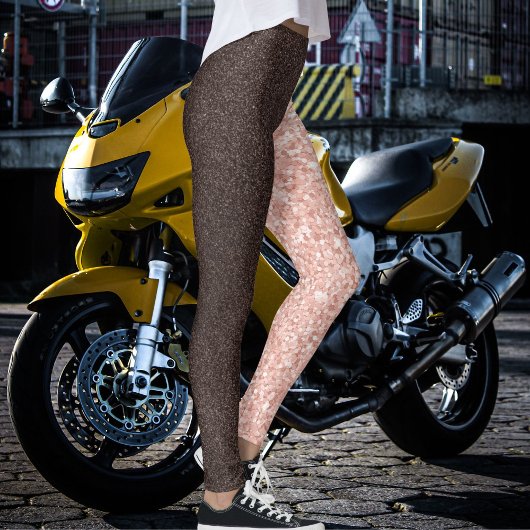 Brown Rose Golden Glitter Sparkles Pattern Gift Leggings