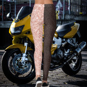 Brown Rose Golden Glitter Sparkles Pattern Gift Leggings