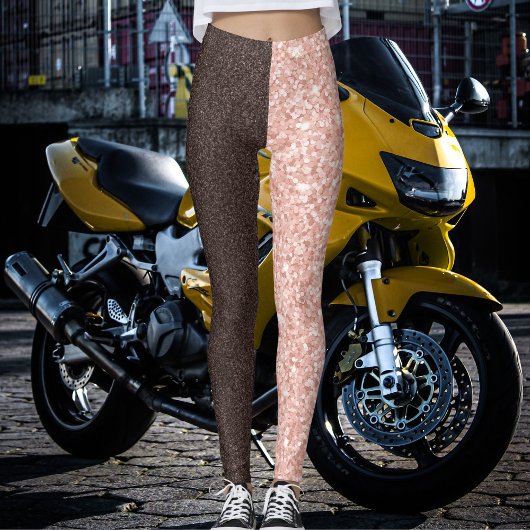 Brown Rose Golden Glitter Sparkles Pattern Gift Leggings