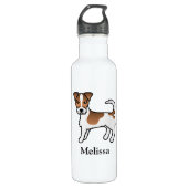 Brown Rough Coat Jack Russell Terrier Dog & Name Waterfles (Voorkant)
