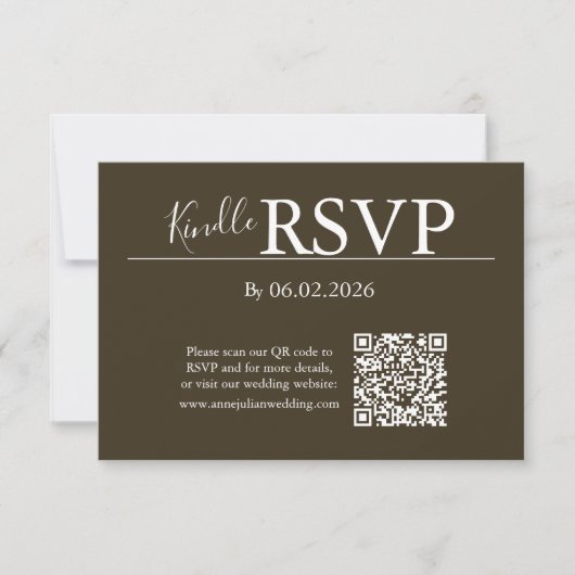 Brown RSVP QR Code Card for Modern Wedding (Voorkant)