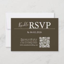 Brown RSVP QR Code Card for Modern Wedding Kaartje