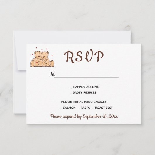 Brown RSVP Teddy Bears Love Wedding Party (Voorkant)