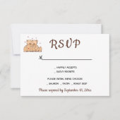 Brown RSVP Teddy Bears Love Wedding Party Kaartje (Voorkant)